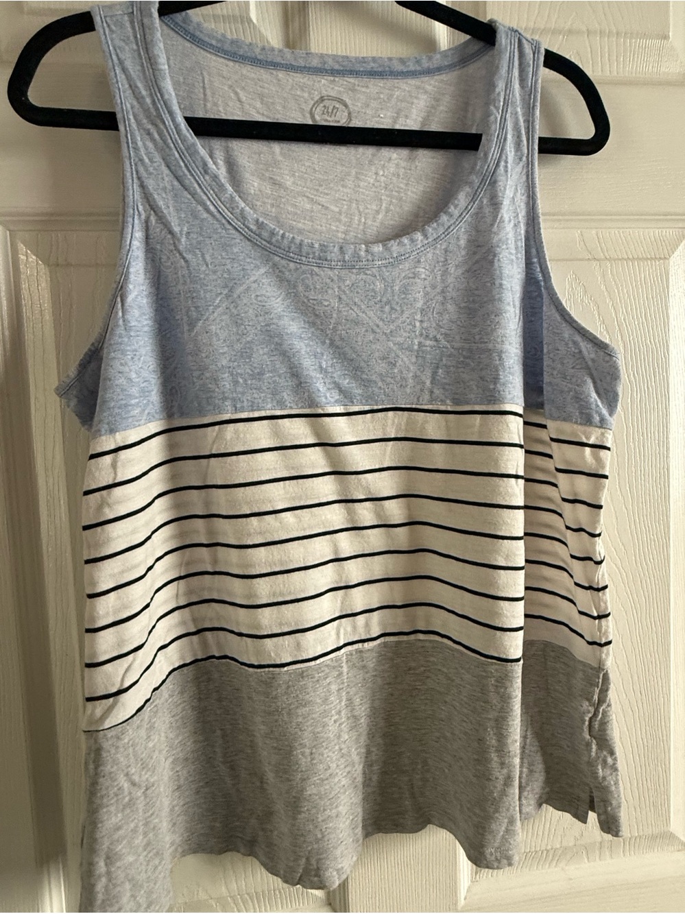 Maurice’s Striped Colorblock Tank Top - Light Blue, White, Gray